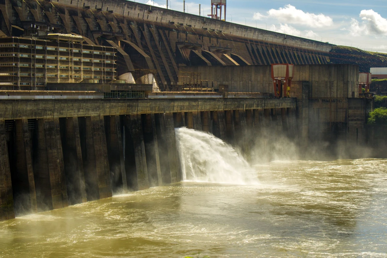 The Itaipú Dam on the Paraná River between Paraguay and Brazil, one of the world's most powerful hydroelectric plants